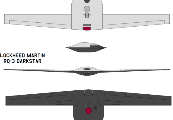 Самолет Lockheed Martin RQ-3 DarkStar - чертежи, габариты, рисунки