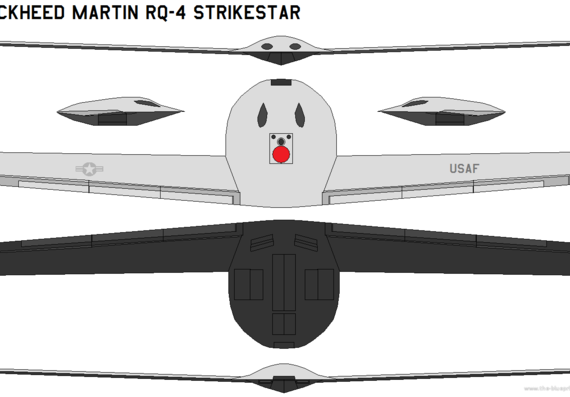 Самолет Lockheed Martin RQ-4 Strikestar - чертежи, габариты, рисунки