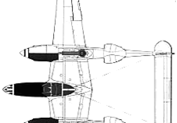 Самолет Lockheed P-38L-5-LO Lightning - чертежи, габариты, рисунки