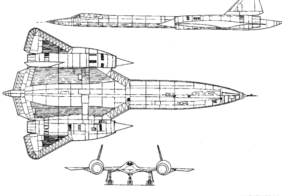 Самолет Lockheed SR-71 - чертежи, габариты, рисунки