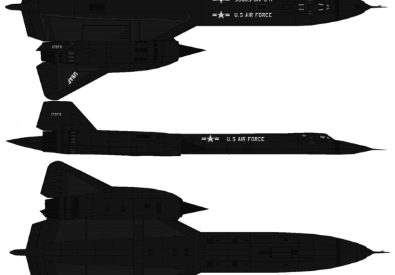 Самолет Lockheed SR-71 Blackbird - чертежи, габариты, рисунки