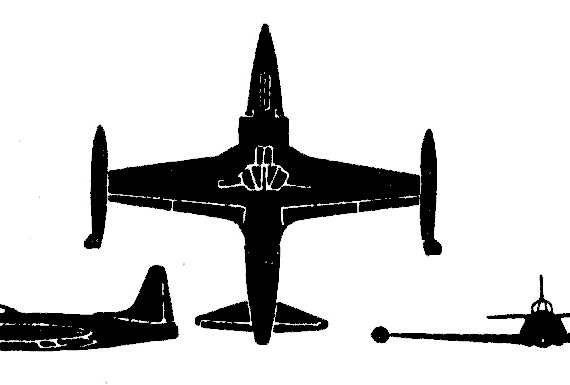 Самолет Lockheed T33 A - чертежи, габариты, рисунки