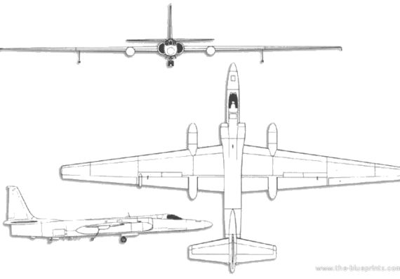 Самолет Lockheed TR-1 - чертежи, габариты, рисунки