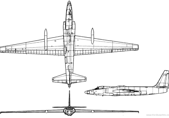 Самолет Lockheed U-2B - чертежи, габариты, рисунки