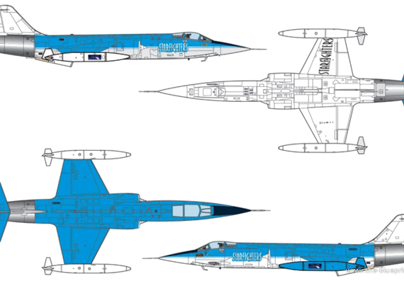 Самолет Lokheed F-104G Starfighter - чертежи, габариты, рисунки