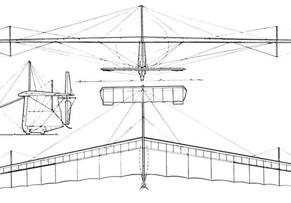 Mac Ready Gossamer Condor aircraft - drawings, dimensions, figures