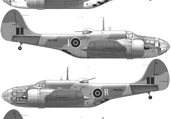 Martin Baltimore aircraft - drawings, dimensions, figures