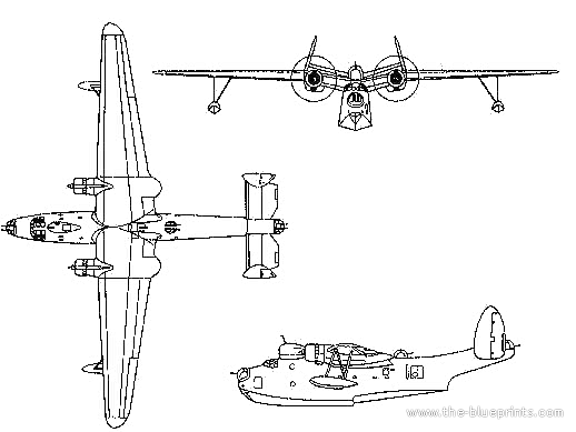 Самолет Martin PBM-3D Mariner - чертежи, габариты, рисунки