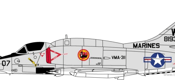Aircraft McDonnell-Douglas A-4M Skyhawk - drawings, dimensions, figures