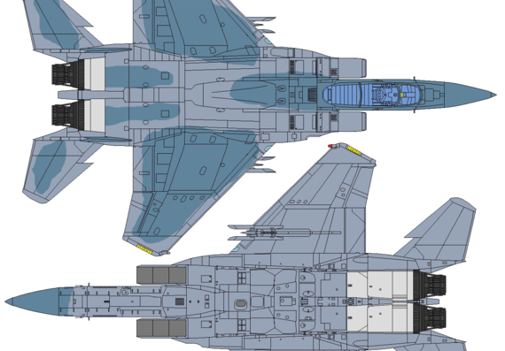 Самолет McDonnell-Douglas F-15A Eagle - чертежи, габариты, рисунки