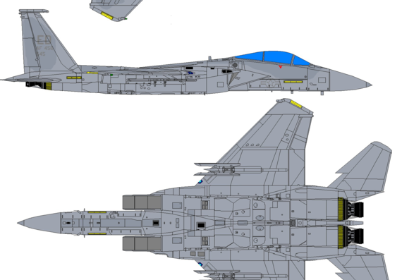 Самолет McDonnell-Douglas F-15C Eagle - чертежи, габариты, рисунки