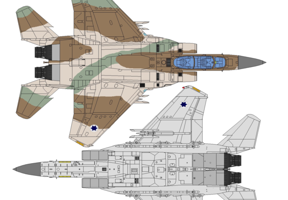 Самолет McDonnell-Douglas F-15I Raam - чертежи, габариты, рисунки