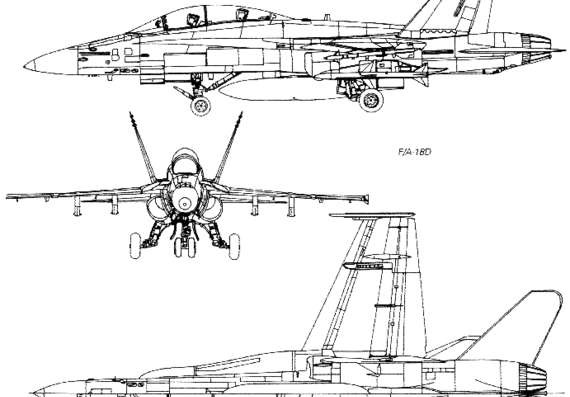 Самолет McDonnell-Douglas F-18 - чертежи, габариты, рисунки