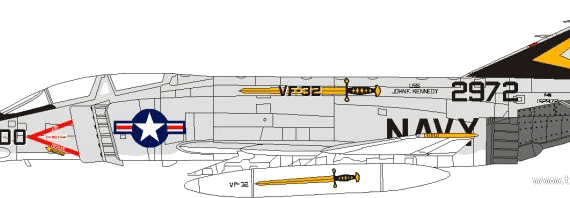 Самолет McDonnell-Douglas F-4B Phantom II - чертежи, габариты, рисунки
