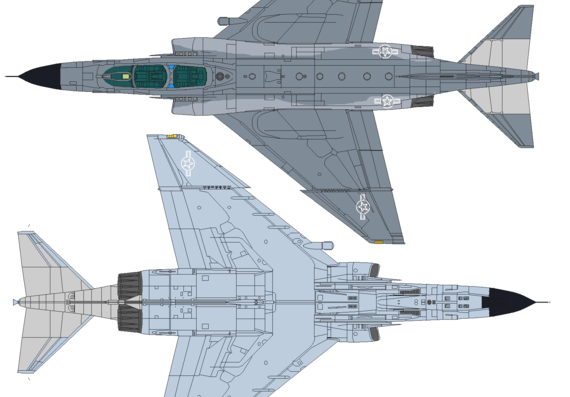 Aircraft McDonnell-Douglas F-4E Phantom II. Wild Weasel - drawings, dimensions, figures
