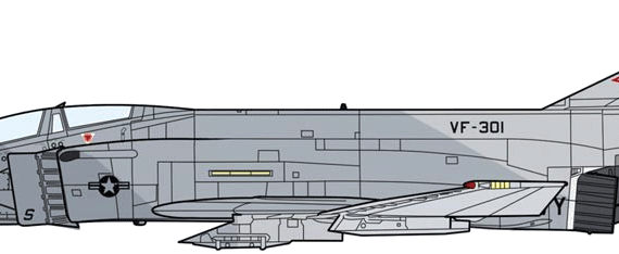 Самолет McDonnell-Douglas F4S Phantom II - чертежи, габариты, рисунки