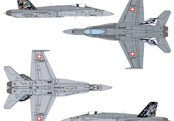 Самолет McDonnell-Douglas FA-18 Hornet - чертежи, габариты, рисунки