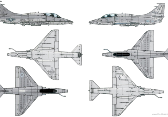 Самолет McDonnell-Douglas OA-4M Skyhawk - чертежи, габариты, рисунки