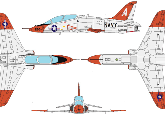 Самолет McDonnell-Douglas T-45 Goshawk - чертежи, габариты, рисунки