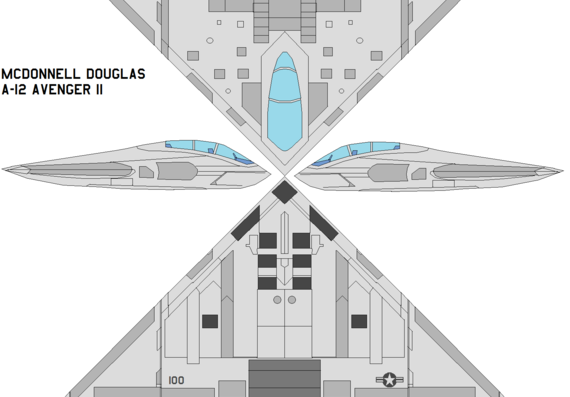 Самолет McDonnell Douglas A-12 Avenger II - чертежи, габариты, рисунки