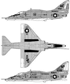 Самолет McDonnell Douglas A-4F Skyhawk - чертежи, габариты, рисунки