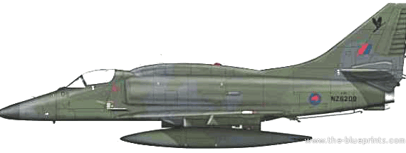 Самолет McDonnell Douglas A-4K Skyhawk - чертежи, габариты, рисунки