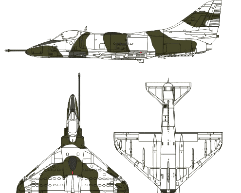 Самолет McDonnell Douglas A-4P Skyhawk - чертежи, габариты, рисунки