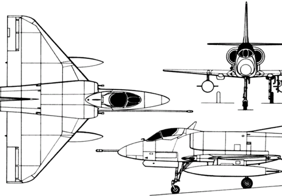 Самолет McDonnell Douglas A-4 Skyhawk (USA) (1954) - чертежи, габариты, рисунки