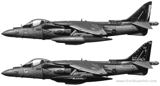 Aircraft McDonnell Douglas AV-8B Harrier II - drawings, dimensions, figures