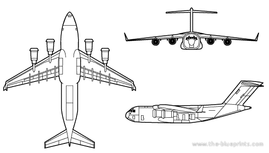 Самолет McDonnell Douglas C-17A Globemaster - чертежи, габариты, рисунки