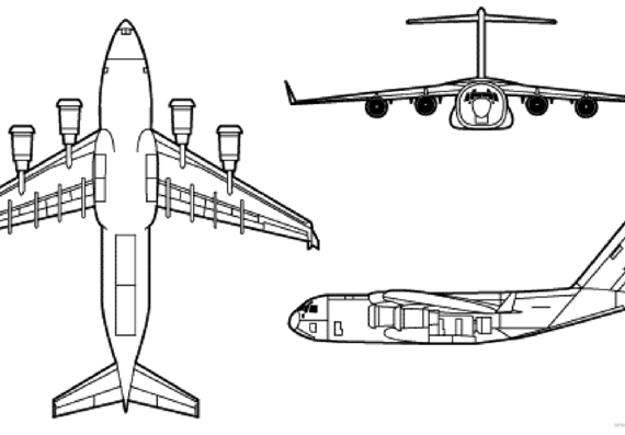 Самолет McDonnell Douglas C-17A Globemaster III - чертежи, габариты, рисунки