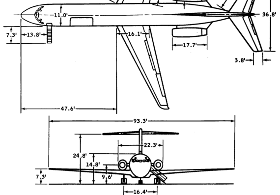 Самолет McDonnell Douglas C-9 - чертежи, габариты, рисунки