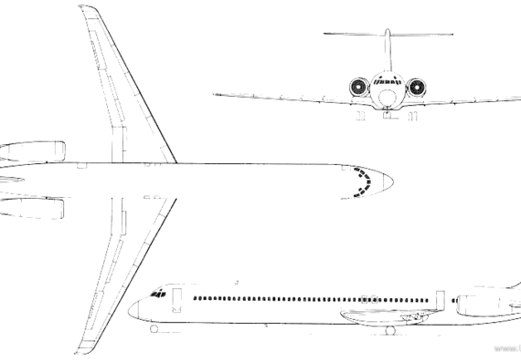 Самолет McDonnell Douglas DC-9 Super 80 - чертежи, габариты, рисунки