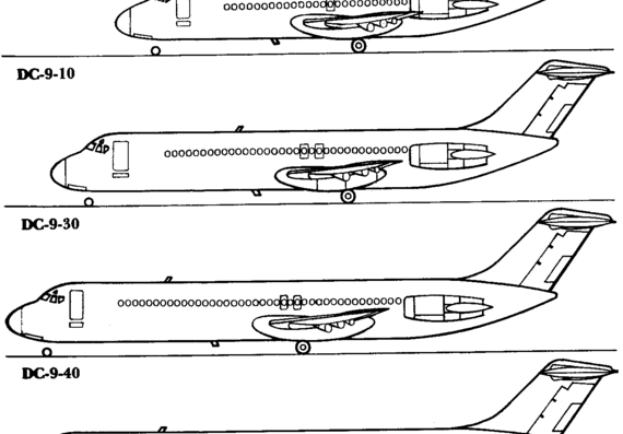 Самолет McDonnell Douglas DC-9 (USA) (1965) - чертежи, габариты, рисунки