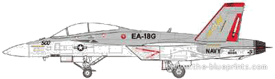 Самолет McDonnell Douglas EA-18G Growler - чертежи, габариты, рисунки