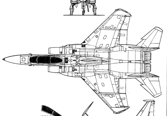 Самолет McDonnell Douglas F-15 - чертежи, габариты, рисунки