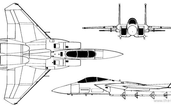 Самолет McDonnell Douglas F-15A Eagle - чертежи, габариты, рисунки