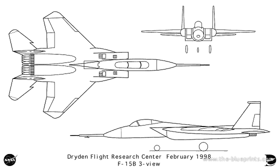 Самолет McDonnell Douglas F-15B - чертежи, габариты, рисунки