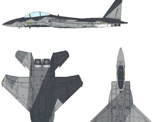 Самолет McDonnell Douglas F-15B Eagle - чертежи, габариты, рисунки