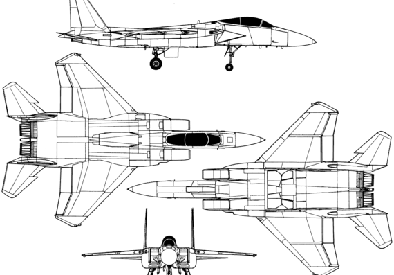 Самолет McDonnell Douglas F-15C - чертежи, габариты, рисунки