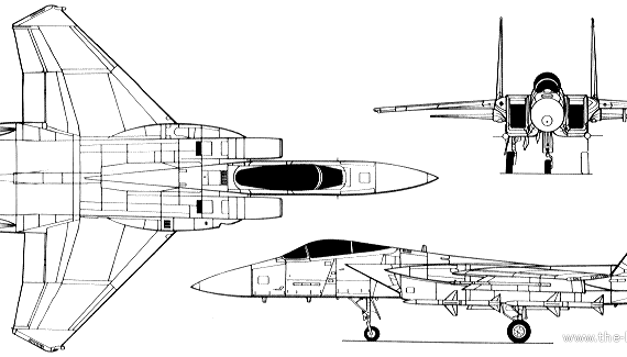 Самолет McDonnell Douglas F-15C Eagle - чертежи, габариты, рисунки