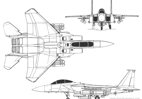 Самолет McDonnell Douglas F-15E - чертежи, габариты, рисунки