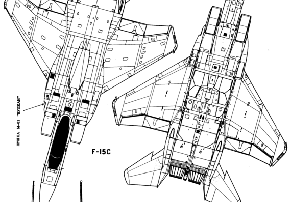 Самолет McDonnell Douglas F-15S Eagle - чертежи, габариты, рисунки