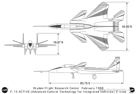 Самолет McDonnell Douglas F-15 Active - чертежи, габариты, рисунки