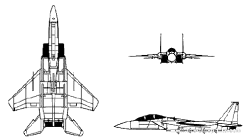 Самолет McDonnell Douglas F-15 Eagle - чертежи, габариты, рисунки