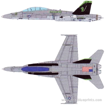 Самолет McDonnell Douglas F-18D Hornet - чертежи, габариты, рисунки