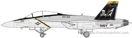 Самолет McDonnell Douglas F-18F Super Hornet - чертежи, габариты, рисунки