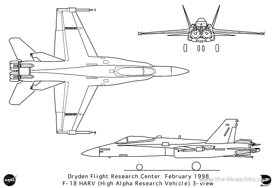 Самолет McDonnell Douglas F-18 HARV - чертежи, габариты, рисунки