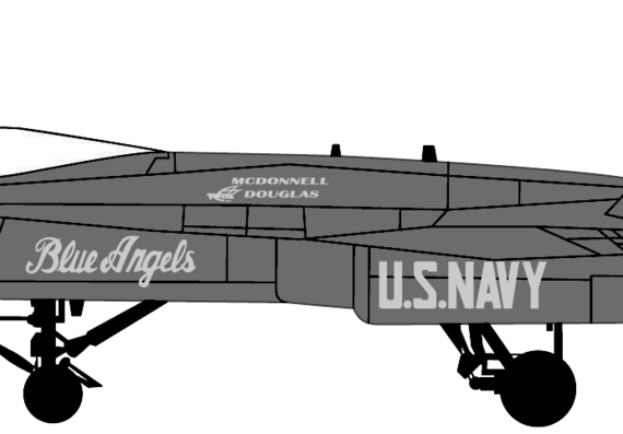 Самолет McDonnell Douglas F-18 Hornet - чертежи, габариты, рисунки