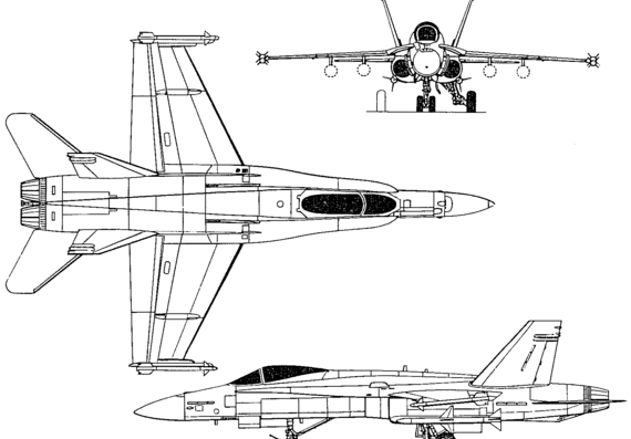Самолет McDonnell Douglas F-18 Hornet (USA) (1978) - чертежи, габариты, рисунки